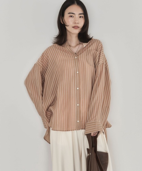 Doux archives(ドゥアルシーヴ)の「マルチwayオーバーシアーシャツ(シャツ/ブラウス・レディース・グレイッシュベージュ/ベージュ/キャメル・FREE)」の3枚目の写真