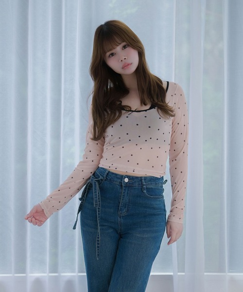 M DOLLY（エムドリー）の「Sheer dot remi tops / シアードットレミトップス（その他トップス・レディース・グレー/ベージュ/ブラック・FREE）」の3枚目の写真