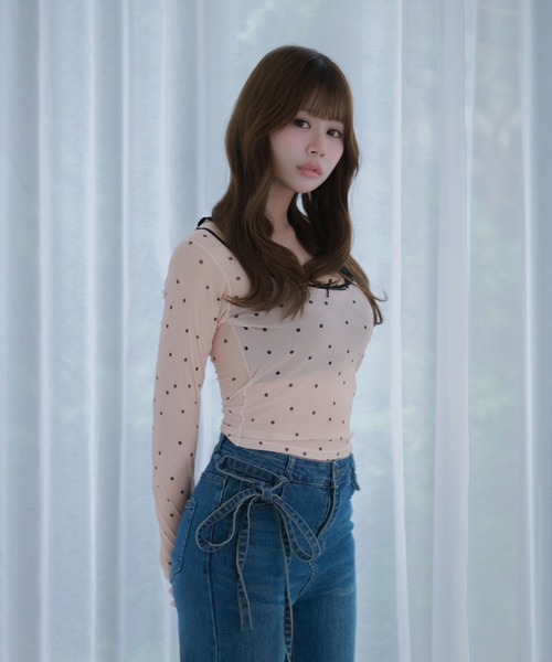 M DOLLY（エムドリー）の「Sheer dot remi tops / シアードットレミトップス（その他トップス・レディース・グレー/ベージュ/ブラック・FREE）」の13枚目の写真