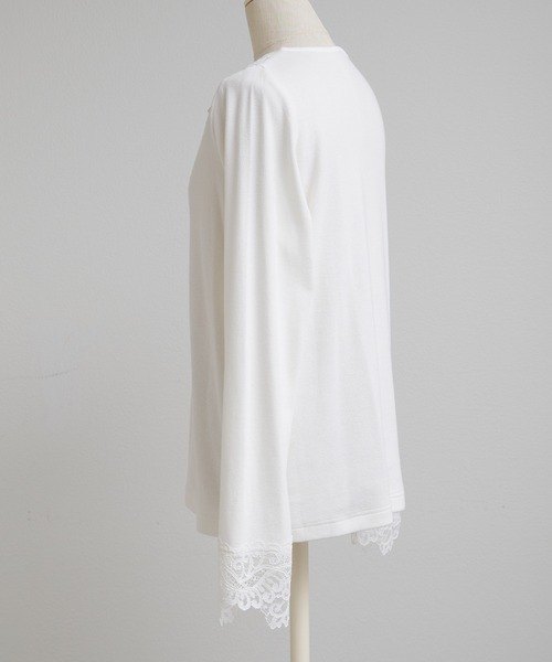 PUAL CE CIN（ピュアルセシン）の「襟袖レースリブロングスリーブカットソー（Tシャツ/カットソー・レディース・オフホワイト/ブラック・FREE）」の13枚目の写真