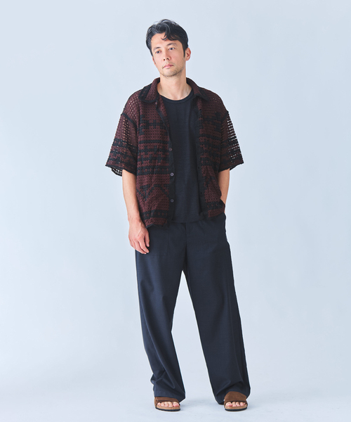 EDIFICE(エディフィス)の「クロシェ オープンカラー シャツ(シャツ/ブラウス・メンズ・ブラック/アイボリー・SMALL/MEDIUM/LARGE)」の3枚目の写真
