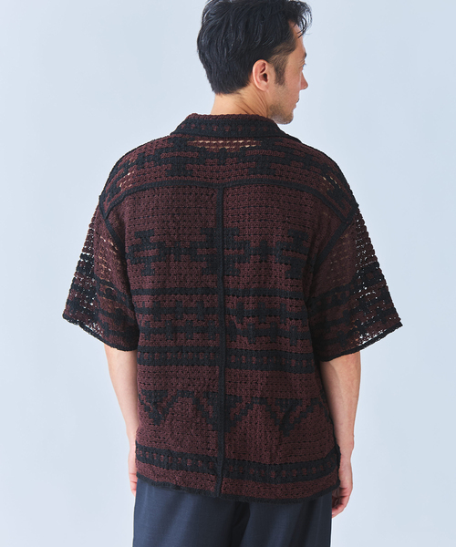 EDIFICE(エディフィス)の「クロシェ オープンカラー シャツ(シャツ/ブラウス・メンズ・ブラック/アイボリー・SMALL/MEDIUM/LARGE)」の8枚目の写真