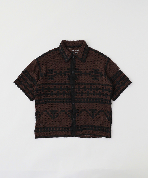 EDIFICE(エディフィス)の「クロシェ オープンカラー シャツ(シャツ/ブラウス・メンズ・ブラック/アイボリー・SMALL/MEDIUM/LARGE)」の18枚目の写真