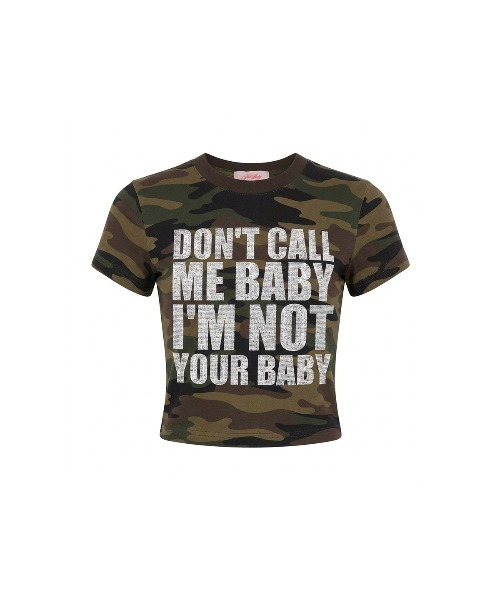 SupBaby by SUPPLIER(サプベイビーバイサプライヤー)の「Tシャツ|I'm Not Your Baby Cropped Tee|SupBaby by SUPPLIER(Tシャツ/カットソー・レディース・カーキ・MEDIUM/SMALL)」の3枚目の写真