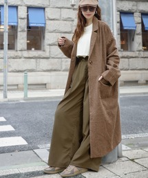 classicalelf（クラシカルエルフ）の「《marina×クラシカルエルフコラボ》羽織るだけで、いつものコーデが見違える。千鳥柄オーバーサイズロングコート（チェスターコート）」