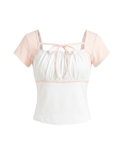 Rose Muse（ロゼミューズ）の「Color scheme gathered bust tops（Tシャツ/カットソー・レディース・ピンク・FREE）」の3枚目の写真