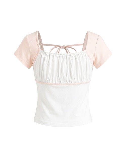 Rose Muse（ロゼミューズ）の「Color scheme gathered bust tops（Tシャツ/カットソー・レディース・ピンク・FREE）」の4枚目の写真
