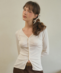 Undertone bustier cardigan_Ivory(O25-TP21)