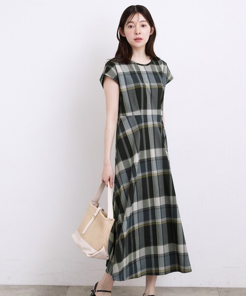grove(グローブ)の「【低身長さんも選べる着丈】マドラスチェックワンピース(ワンピース・レディース・ブルー系その他3/ブラウン系その他2・03/02/01/04/05/11/12)」の3枚目の写真