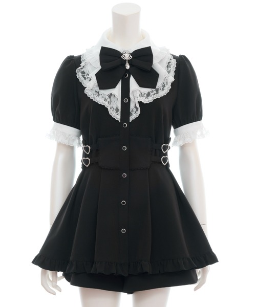 Secret Honey(シークレットハニー)の「ラッフルハートバックルセットアップ(セットアップ・レディース・ブラック/ピンク・MEDIUM)」の13枚目の写真