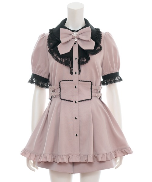 Secret Honey(シークレットハニー)の「ラッフルハートバックルセットアップ(セットアップ・レディース・ブラック/ピンク・MEDIUM)」の9枚目の写真