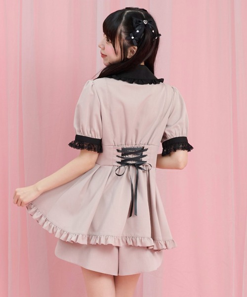Secret Honey(シークレットハニー)の「ラッフルハートバックルセットアップ(セットアップ・レディース・ブラック/ピンク・MEDIUM)」の5枚目の写真