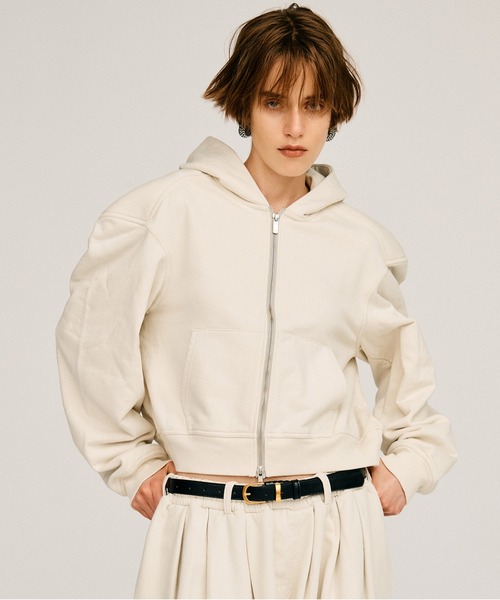 PRANK PROJECT(プランクプロジェクト)の「【2026Autumn Pre-Order】パワーショルダージップフーディー / Power Shoulder Zip Hoodie(パーカー・レディース・チャコールグレー/ライトグレー/ボルドー・FREE)」の3枚目の写真