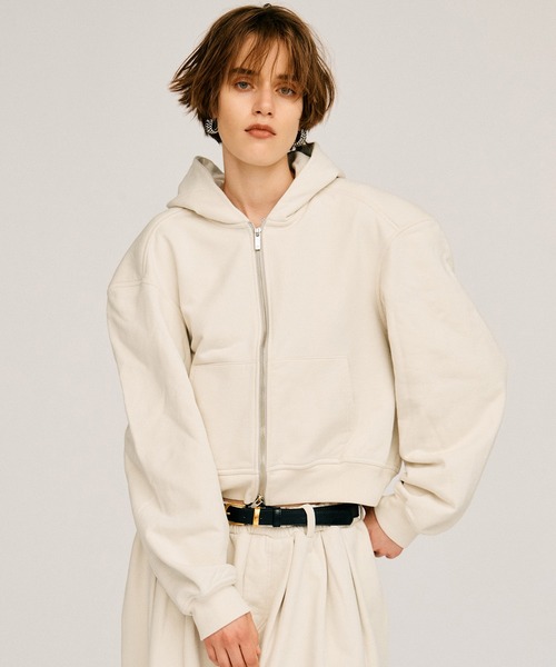 PRANK PROJECT(プランクプロジェクト)の「【2026Autumn Pre-Order】パワーショルダージップフーディー / Power Shoulder Zip Hoodie(パーカー・レディース・チャコールグレー/ライトグレー/ボルドー・FREE)」の20枚目の写真