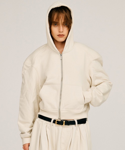PRANK PROJECT(プランクプロジェクト)の「【2026Autumn Pre-Order】パワーショルダージップフーディー / Power Shoulder Zip Hoodie(パーカー・レディース・チャコールグレー/ライトグレー/ボルドー・FREE)」の19枚目の写真