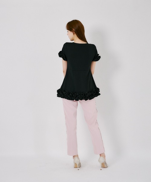 tocco closet（トッコ　クローゼット）の「ＵＶカット＆接触冷感カットソーフリルペプラムチュニック（Tシャツ/カットソー・レディース・ホワイト/ブラック/ネイビー・M）」の21枚目の写真