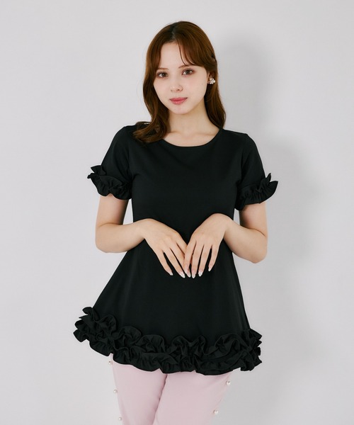 tocco closet（トッコ　クローゼット）の「ＵＶカット＆接触冷感カットソーフリルペプラムチュニック（Tシャツ/カットソー・レディース・ホワイト/ブラック/ネイビー・M）」の22枚目の写真