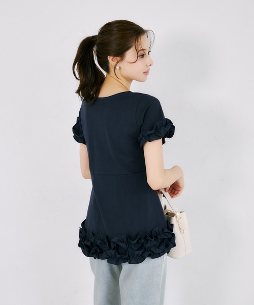 tocco closet（トッコ　クローゼット）の「ＵＶカット＆接触冷感カットソーフリルペプラムチュニック（Tシャツ/カットソー・レディース・ホワイト/ブラック/ネイビー・M）」の20枚目の写真