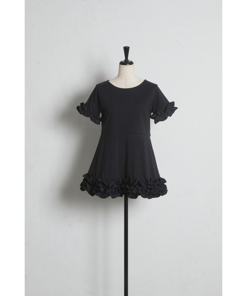 tocco closet（トッコ　クローゼット）の「ＵＶカット＆接触冷感カットソーフリルペプラムチュニック（Tシャツ/カットソー・レディース・ホワイト/ブラック/ネイビー・M）」の11枚目の写真