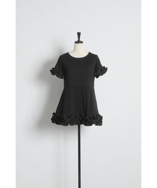 tocco closet（トッコ　クローゼット）の「ＵＶカット＆接触冷感カットソーフリルペプラムチュニック（Tシャツ/カットソー・レディース・ホワイト/ブラック/ネイビー・M）」の12枚目の写真