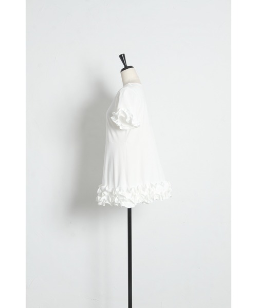 tocco closet（トッコ　クローゼット）の「ＵＶカット＆接触冷感カットソーフリルペプラムチュニック（Tシャツ/カットソー・レディース・ホワイト/ブラック/ネイビー・M）」の14枚目の写真