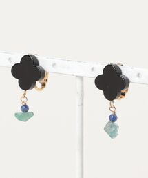 september/クローバーオニキス+クオーツearring