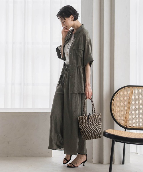 la.f…(ラエフ)の「【SETUP対応】リネンライクシアーボイルワイドパンツ(その他パンツ・レディース・ブラック/カーキ・9号/7号)」の8枚目の写真