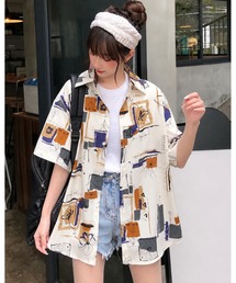 プリント半袖ルーズシャツ