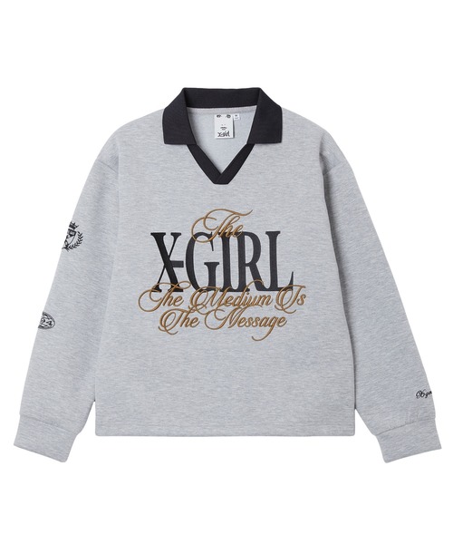 X-girl（エックスガール）の「MIXED FONT LOGO GAME SHIRT（スウェット・レディース・アッシュ/ネイビー/ブラック・S/M）」の21枚目の写真