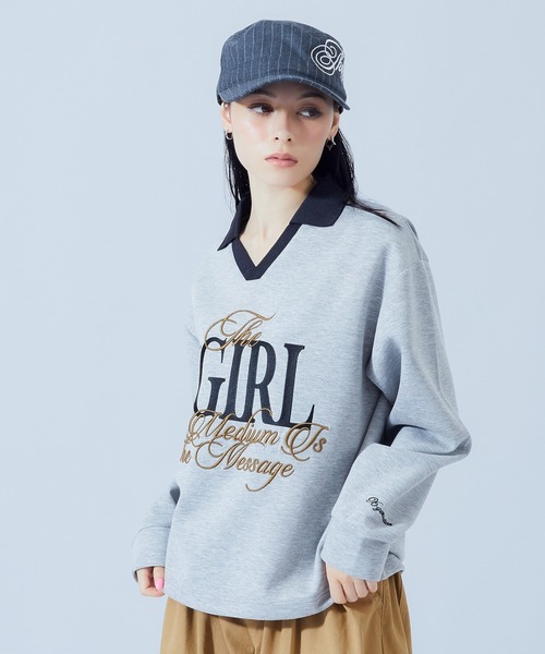 X-girl（エックスガール）の「MIXED FONT LOGO GAME SHIRT（スウェット・レディース・アッシュ/ネイビー/ブラック・S/M）」の18枚目の写真