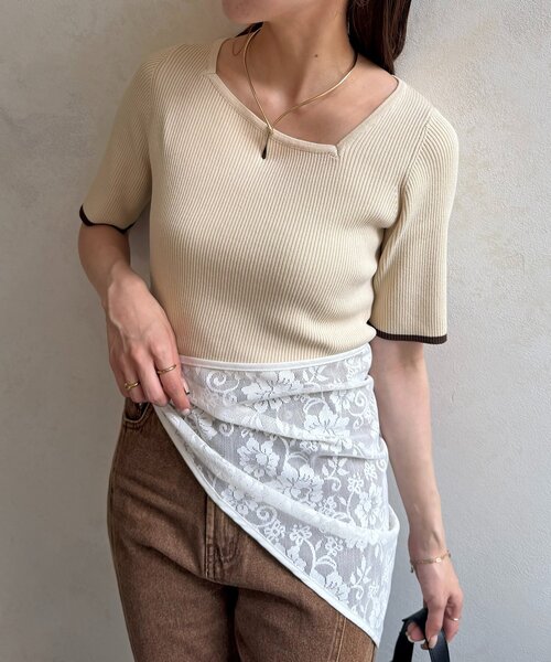 Ассиметричный эластичный 5‑дюймовый ребристый вязаный топ (5‑minute rib knit)