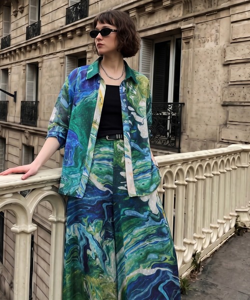 antiqua(アンティカ)の「アート柄 シアー ブラウス(シャツ/ブラウス・レディース・グリーン系その他・ONESIZE)」の12枚目の写真