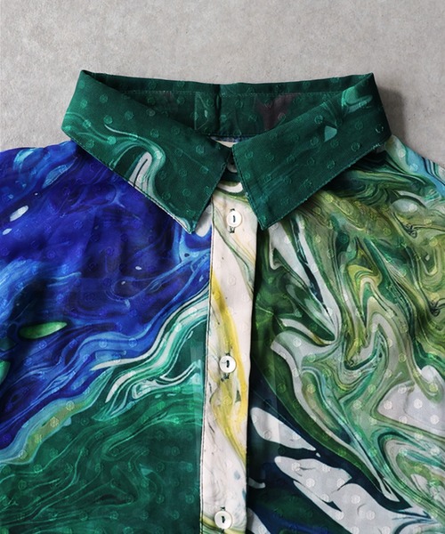 antiqua(アンティカ)の「アート柄 シアー ブラウス(シャツ/ブラウス・レディース・グリーン系その他・ONESIZE)」の15枚目の写真