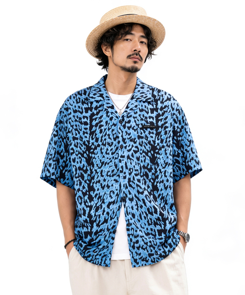 ARTISTWEAR（アーティストウェア）の「[ATW] フロー レオパード ハーフシャツ - BLUE（シャツ/ブラウス・レディース・その他・MEDIUM/LARGE/X-LARGE）」の3枚目の写真