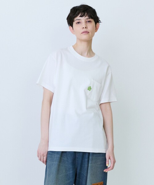FRAPBOIS PARK(フラボアパーク)の「パークポケTシャツ(Tシャツ/カットソー・レディース・ブラック/ホワイト・2/1)」の1枚目の写真