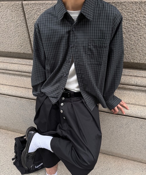 kutir(クティール)の「CROPPED ASSORT CHECK SHIRT/クロップド アソート チェック シャツ(シャツ/ブラウス・メンズ・ブラック/ブルー/ボルドー/グレー・MEDIUM/LARGE)」の1枚目の写真
