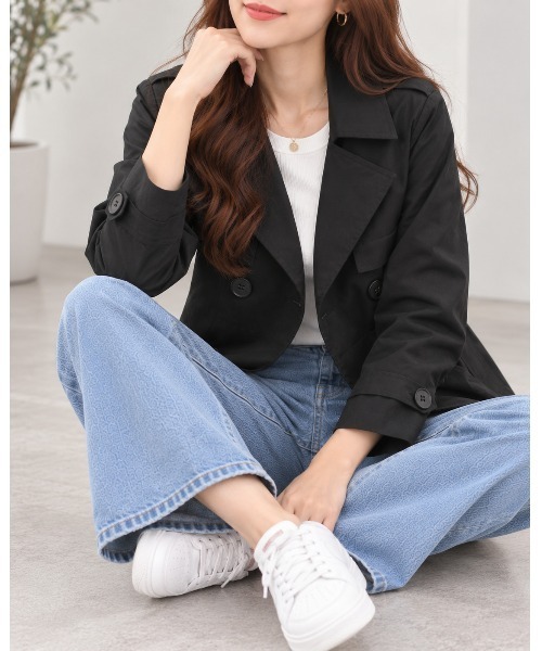 FAZVY(ファズビー)の「都会的に着こなす スタイリッシュトレンチジャケット(トレンチコート・レディース・ブラック/ピンク/ベージュ・L/M)」の21枚目の写真