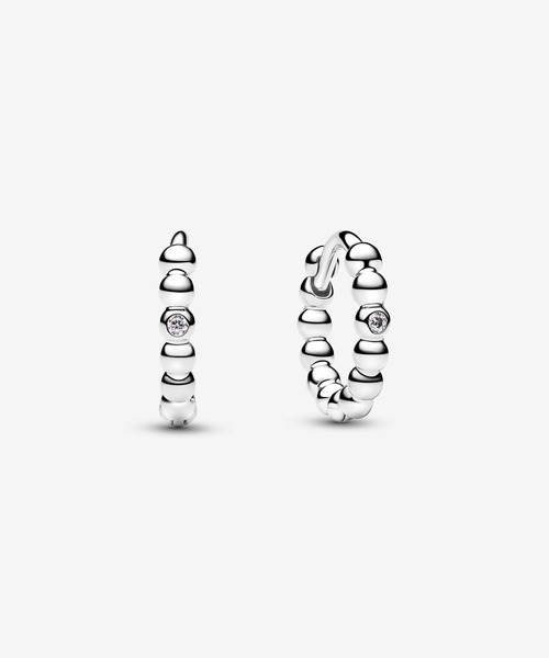 PANDORA(パンドラ)の「ビーデッド ミニ フープピアス(ピアス(両耳用)・レディース・シルバー・FREE)」の1枚目の写真