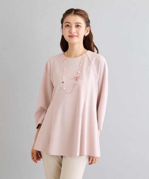 Rose Tiara（ローズティアラ）の「【接触冷感/UVカット/防シワ】タックペプラムカットソー（Tシャツ/カットソー・レディース・ピンク/ベージュ/ブラック・38/42/46）」の17枚目の写真