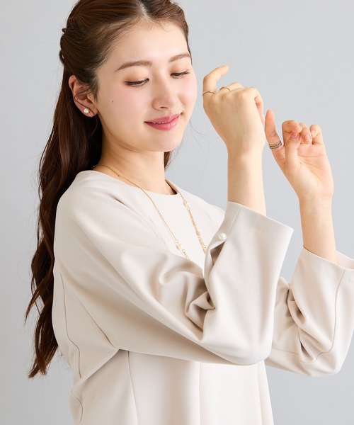 Rose Tiara（ローズティアラ）の「【接触冷感/UVカット/防シワ】タックペプラムカットソー（Tシャツ/カットソー・レディース・ピンク/ベージュ/ブラック・38/42/46）」の9枚目の写真