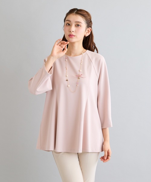 Rose Tiara（ローズティアラ）の「【接触冷感/UVカット/防シワ】タックペプラムカットソー（Tシャツ/カットソー・レディース・ピンク/ベージュ/ブラック・38/42/46）」の15枚目の写真