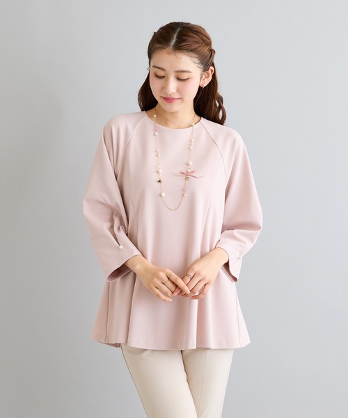 Rose Tiara（ローズティアラ）の「【接触冷感/UVカット/防シワ】タックペプラムカットソー（Tシャツ/カットソー・レディース・ピンク/ベージュ/ブラック・38/42/46）」の16枚目の写真