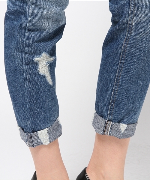 GUILD PRIME（ギルドプライム）の「【GUILD PRIME】WOMENS ダメージデニム（デニムパンツ・レディース・インディゴブルー・36/34）」の6枚目の写真