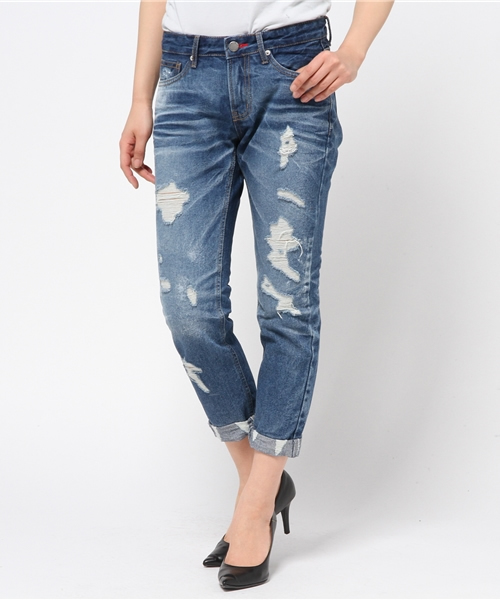 GUILD PRIME（ギルドプライム）の「【GUILD PRIME】WOMENS ダメージデニム（デニムパンツ・レディース・インディゴブルー・36/34）」の12枚目の写真