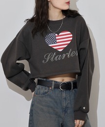 STARTER LADYS スウェットショート丈プリントクルー 裏起毛
