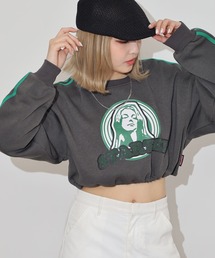 STARTER LADYS スウェットショート丈プリントクルー 裏起毛