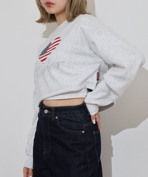 STARTER BLACK LABEL(スターターブラックレーベル)の「STARTER LADYS スウェットショート丈プリントクルー 裏起毛(スウェット・レディース・ホワイト/ブラック/チャコール/ホワイト系その他2/グレー系その他2/ブラック系その他2・FREE)」の7枚目の写真