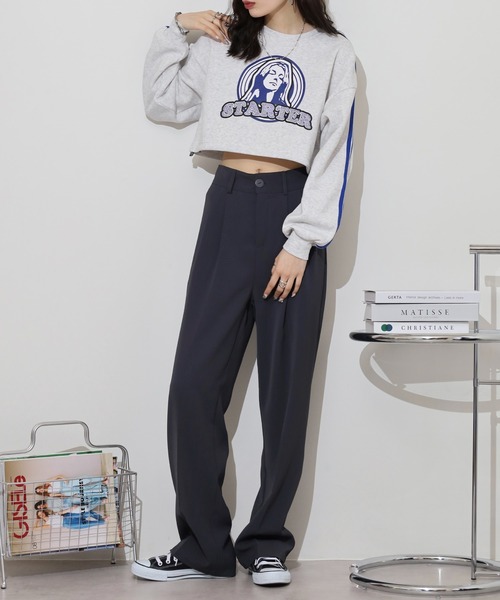 STARTER BLACK LABEL(スターターブラックレーベル)の「STARTER LADYS スウェットショート丈プリントクルー 裏起毛(スウェット・レディース・ホワイト/ブラック/チャコール/ホワイト系その他2/グレー系その他2/ブラック系その他2・FREE)」の12枚目の写真