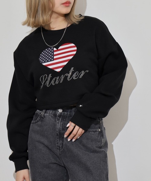 STARTER BLACK LABEL(スターターブラックレーベル)の「STARTER LADYS スウェットショート丈プリントクルー 裏起毛(スウェット・レディース・ホワイト/ブラック/チャコール/ホワイト系その他2/グレー系その他2/ブラック系その他2・FREE)」の13枚目の写真