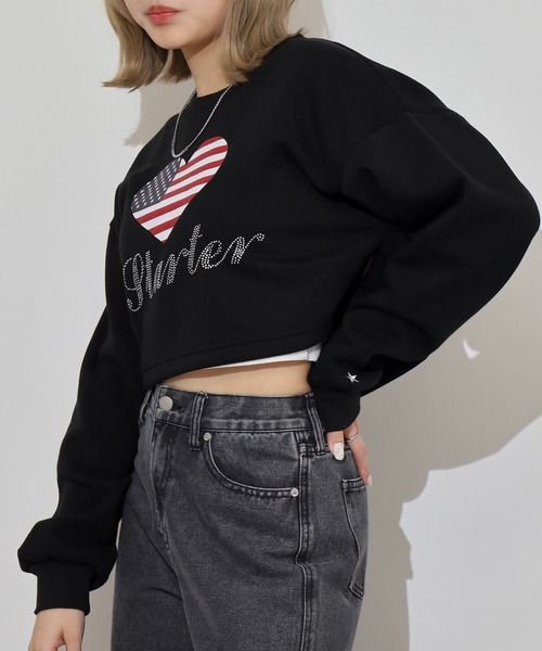 STARTER BLACK LABEL(スターターブラックレーベル)の「STARTER LADYS スウェットショート丈プリントクルー 裏起毛(スウェット・レディース・ホワイト/ブラック/チャコール/ホワイト系その他2/グレー系その他2/ブラック系その他2・FREE)」の14枚目の写真